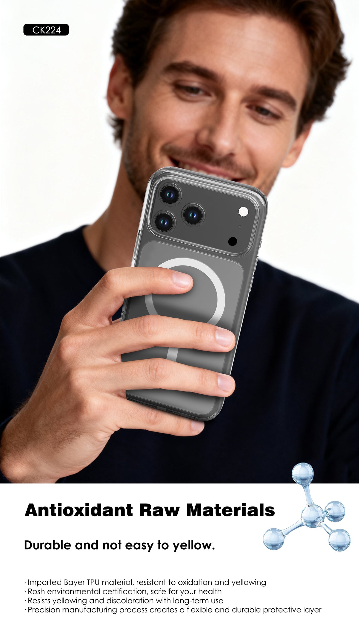 Funda Lenyes CK224 Crystal Guard para iPhone