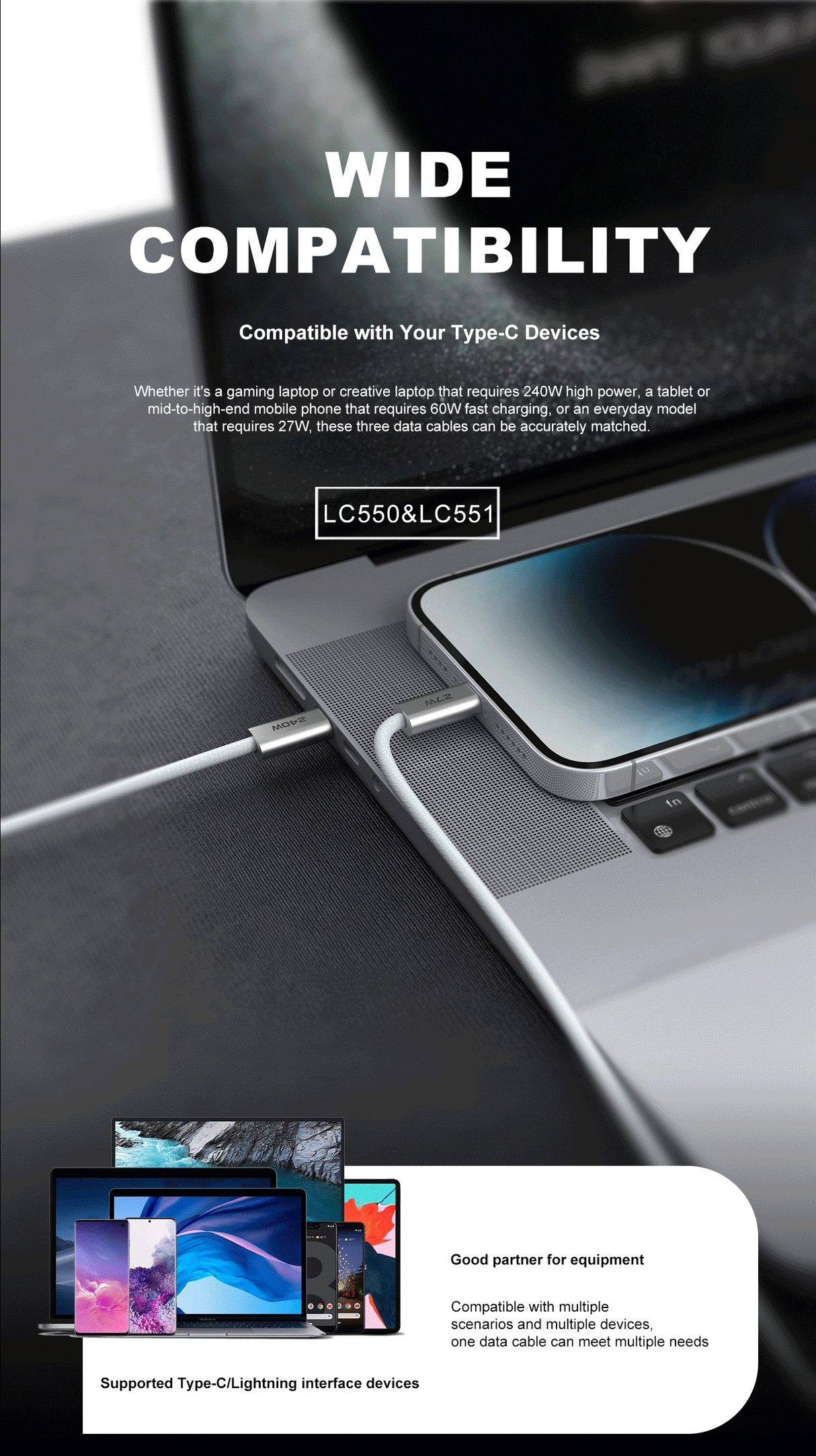 Cable USB-C a USB-C Lenyes LC550 240W