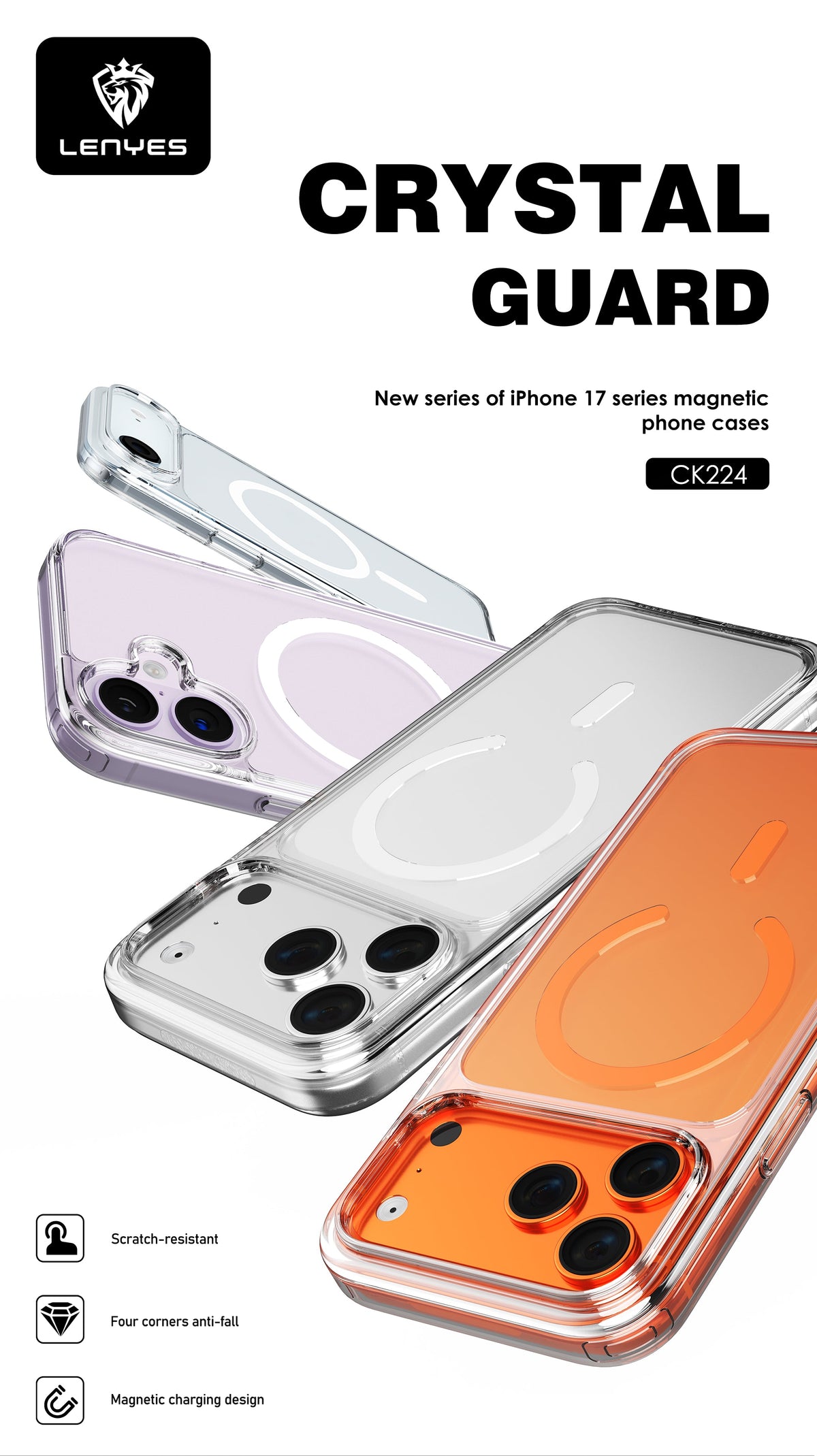Funda Lenyes CK224 Crystal Guard para iPhone