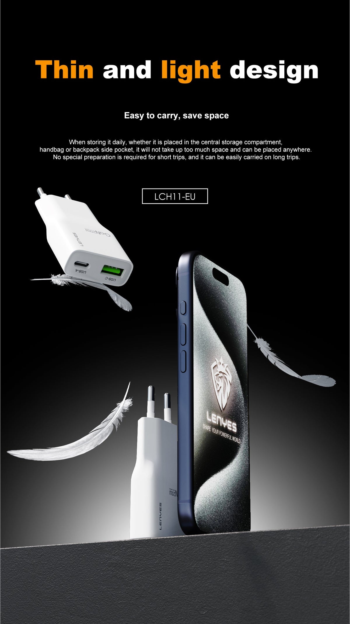 Cargador Dual 20W Lenyes LCH11 USB-C + USB-A