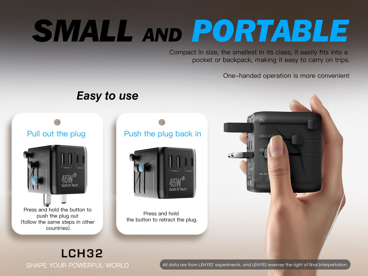 Adaptador de Viaje Universal Lenyes LCH32 45W GaN