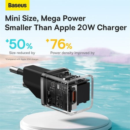 Baseus GaN5 Mini Cargador USB-C 20W PD Negro