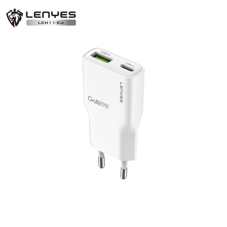 Cargador Dual 20W Lenyes LCH11 USB-C + USB-A