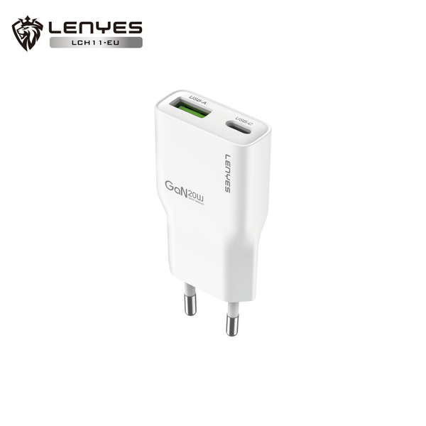 Cargador Dual 20W Lenyes LCH11 USB-C + USB-A
