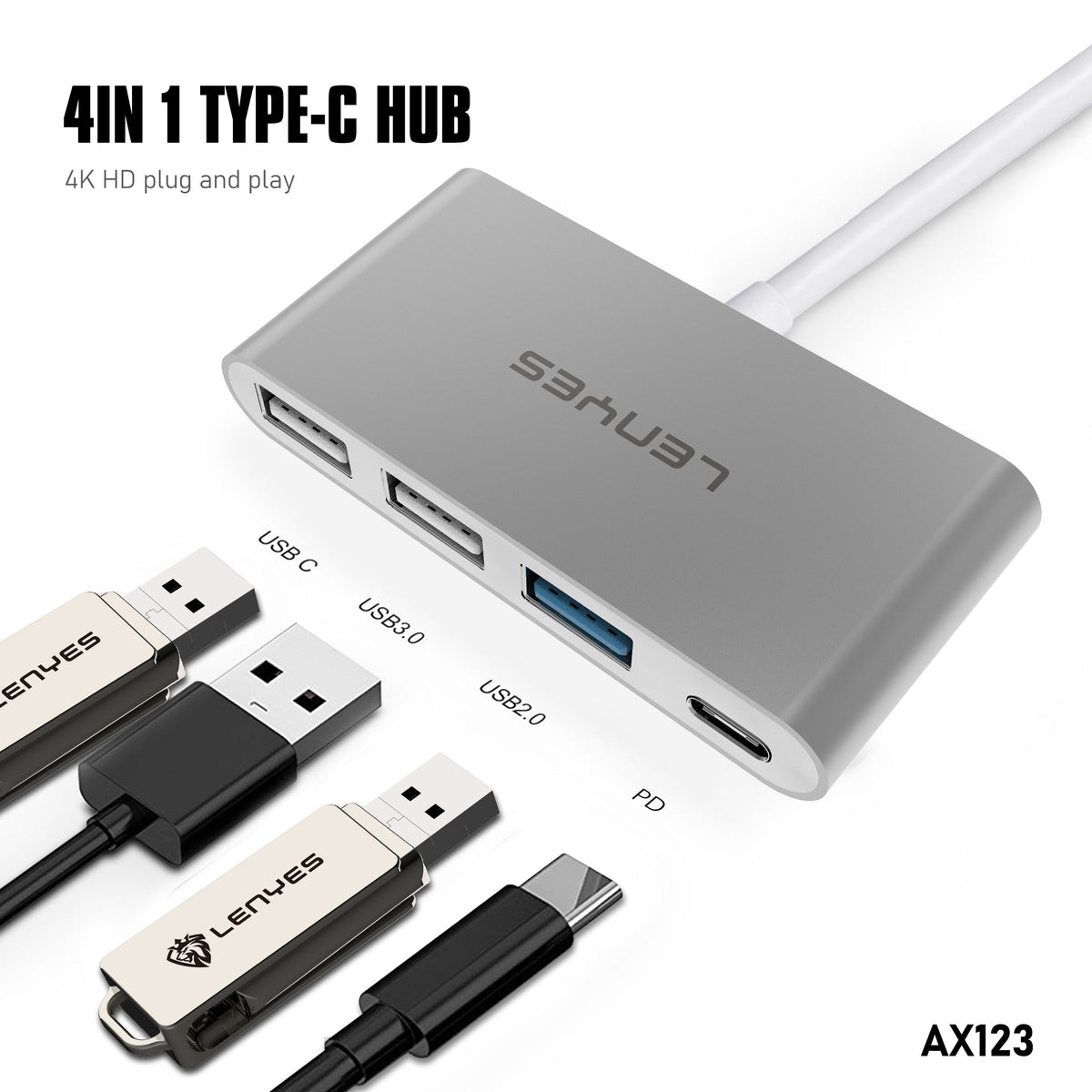 Hub USB-C 4 en 1 Lenyes AX123
