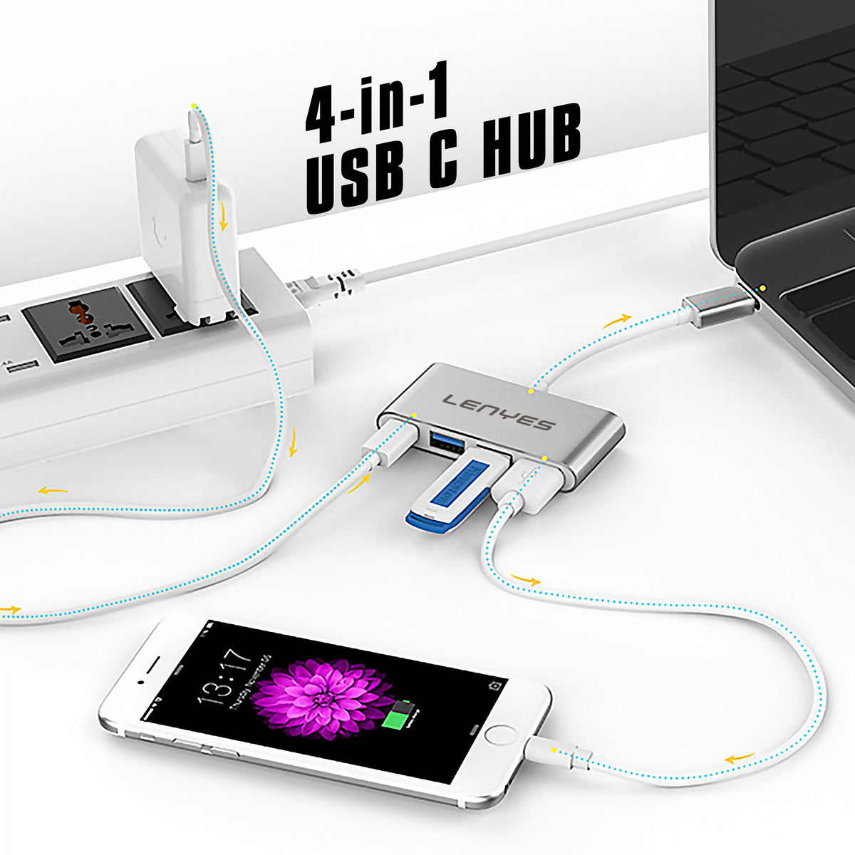 Hub USB-C 4 en 1 Lenyes AX123