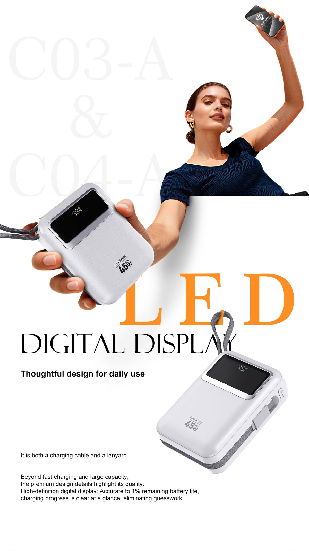 Power Bank Lenyes C03-A 20.000 mAh Silver