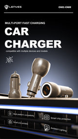 Cargador de Coche Lenyes CA64 95W 3 Puertos USB-C