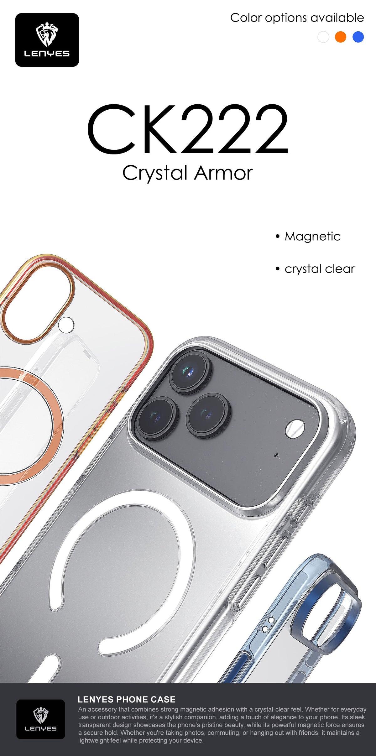 Funda Lenyes CK222 Crystal Armor para iPhone