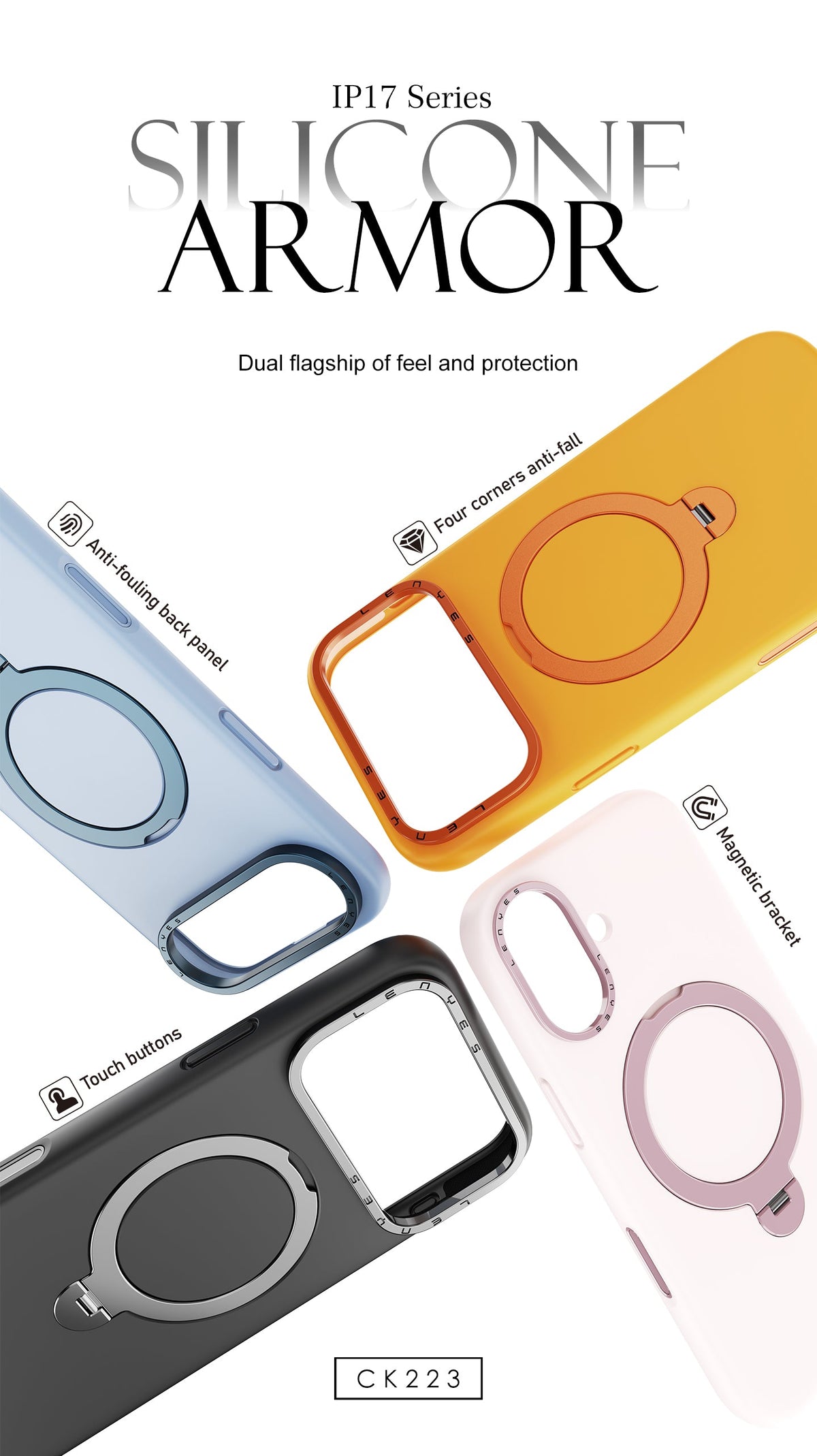 Funda Lenyes CK223 Silicon Armor para iPhone