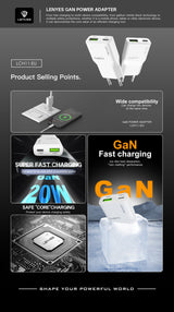 Cargador Dual 20W Lenyes LCH11 USB-C + USB-A
