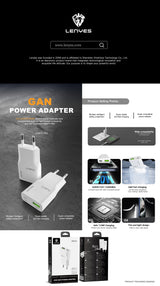 Cargador Dual 20W Lenyes LCH11 USB-C + USB-A