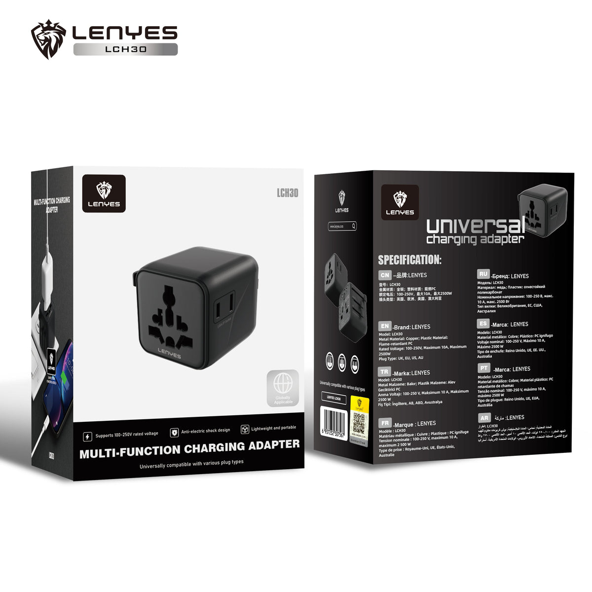 Adaptador de Viaje Universal Lenyes LCH30 2500W