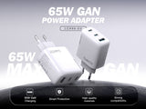 Cargador GaN 65W Lenyes LCH96 3 Puertos USB-C