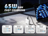 Cargador GaN 65W Lenyes LCH96 3 Puertos USB-C
